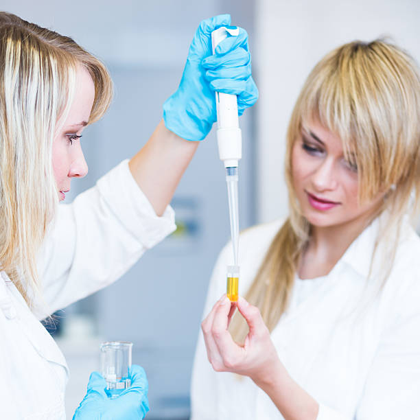istock Female researchers  in a chemistry lab 500455893