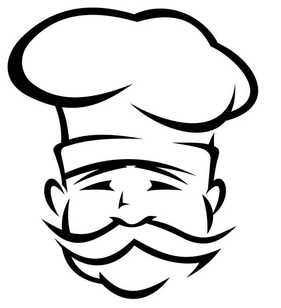 셰프리 또는 조리사, 핸들 콧수염 - chef italian culture isolated french culture stock illustrations