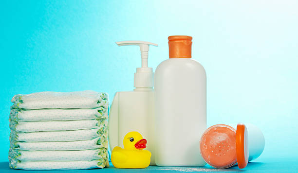 istock Cosmetics bottle for care and diapers 500457941