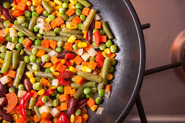 istock High angle view of pan with vegetables 500458081