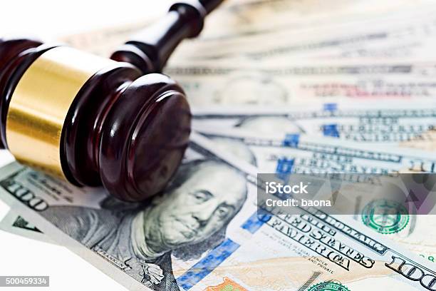 Gavel And Money Stock Photo - Download Image Now - Alimony, Punishment, Human Settlement
