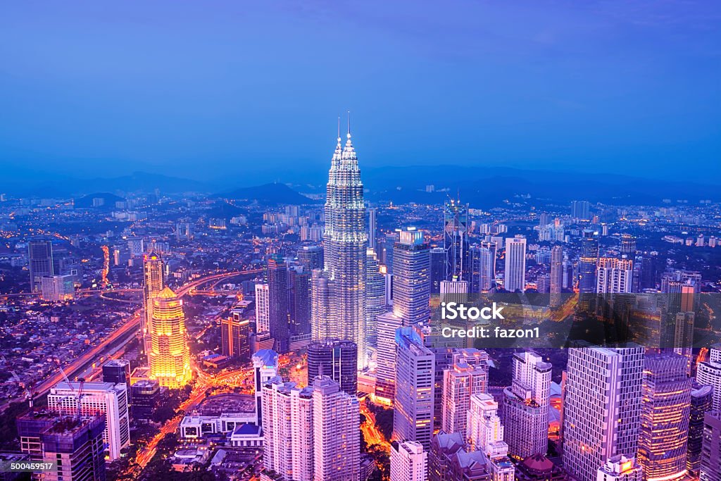 Kuala Lumpur Skyline - Malaysia Kuala Lumpur skyline with the Petronas Towers and other skyscrapers. Aerial View Stock Photo