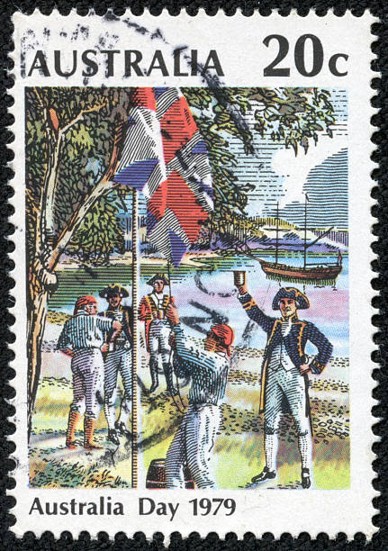 istock Australia stamp shows Raising the Flag 500459833