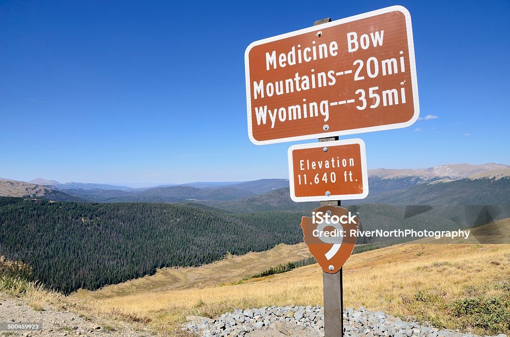 Rocky Mountain National Park A sign gives the distances to various locations in Rocky Mountain National Park in Colorado. Beauty In Nature Stock Photo