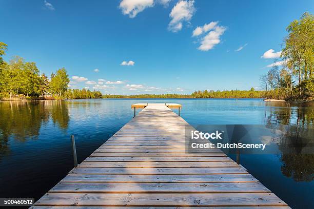 Wooden Jetty On A Sunny Day In Sweden Stock Photo - Download Image Now - Summer, Lake, Pier