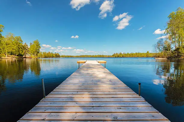 Photo of Wooden jetty on a sunny day in Sweden