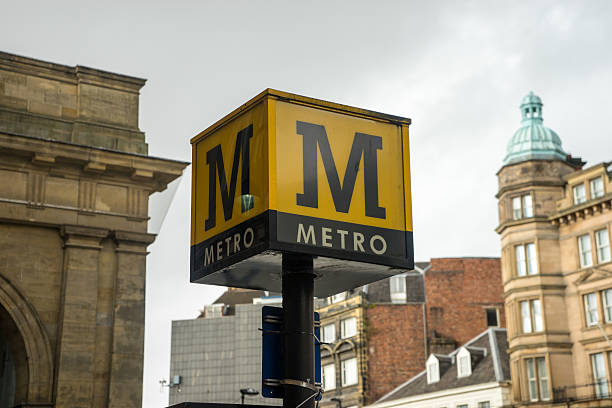 Metro sign post stock photo