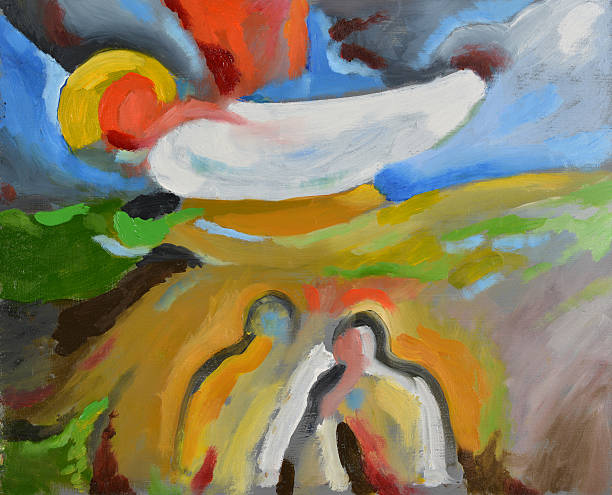 oil painting by B.M. vector art illustration