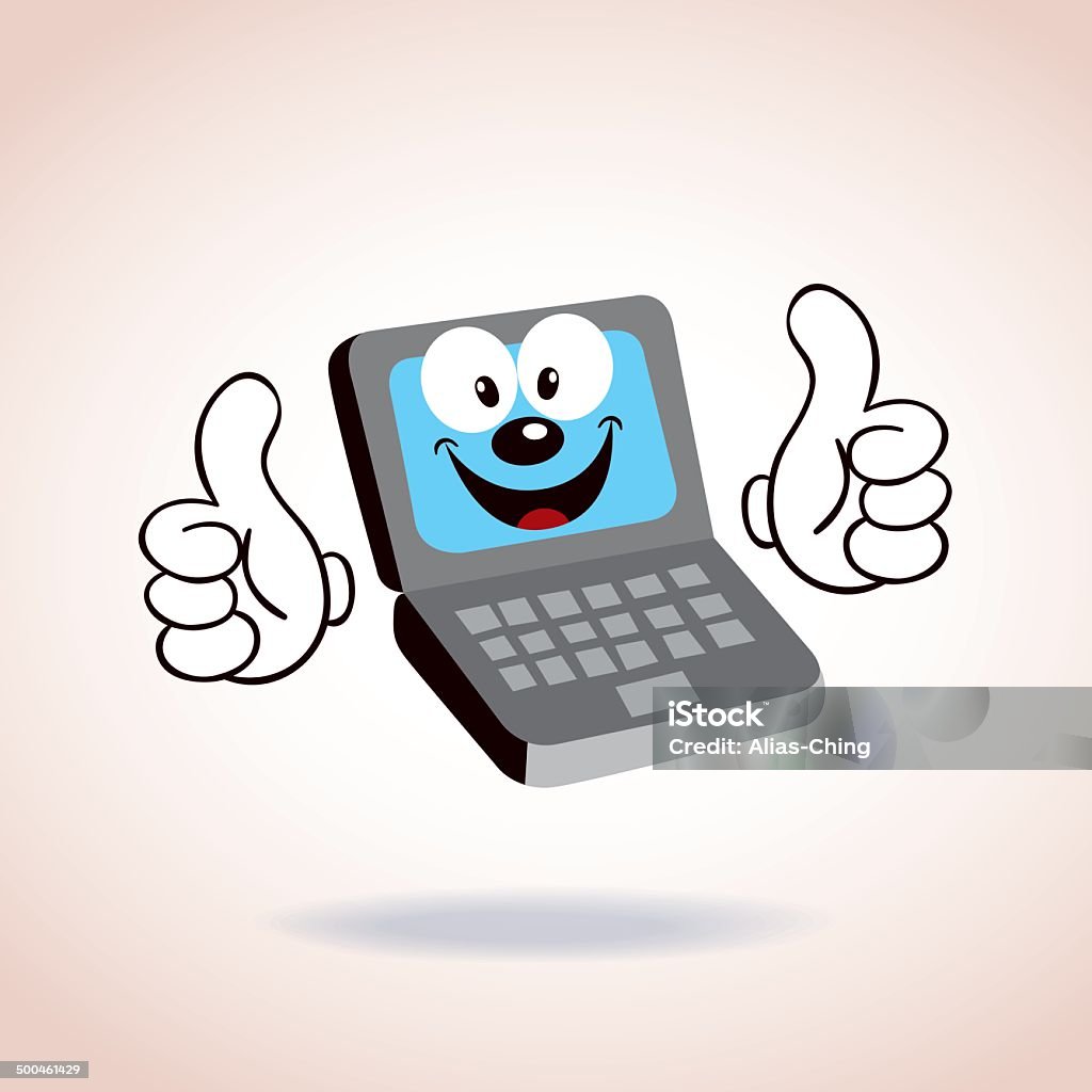 Personaje de mascota de dibujos animados de la computadora portátil - arte vectorial de Acuerdo libre de derechos