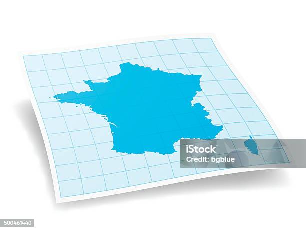 France Map Isolated On White Background Stock Illustration - Download Image Now - Blue, Border - Frame, Cartography