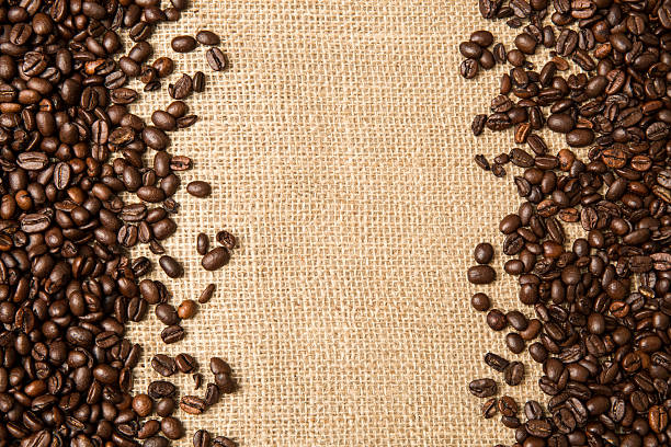 istock coffee beans on the background of jute fabrics 500461450