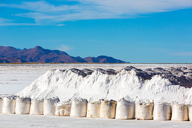 Salt industry in Salinas Grande, Jujuy Province, Argentina stock photo
