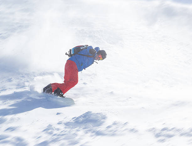 istock Snowboarder running down on piste 500462458