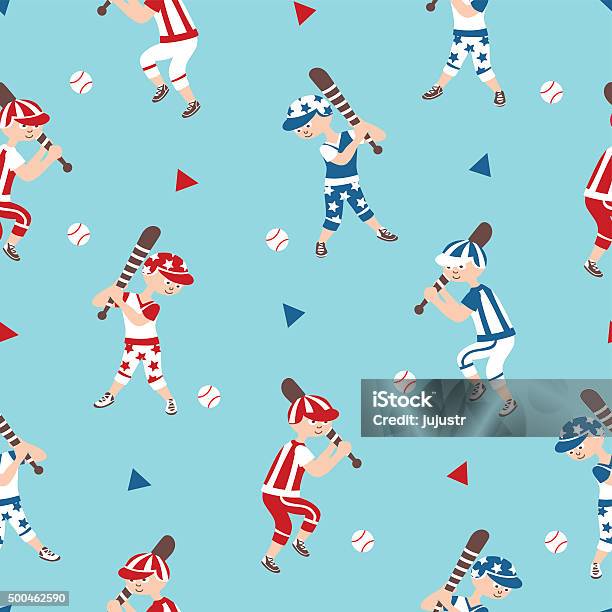 Baseball Player Patterns Baseball Player Seamless Pattern On Cyan Background Stock Illustration ...