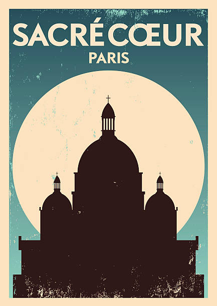 Typographic Paris City Poster Design EPS 10. Easily editable Famous Travel Location Poster Series montmartre stock illustrations