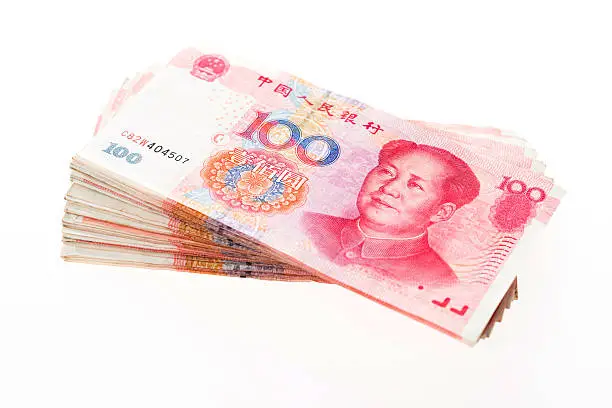 Stack of Chinese currency.
