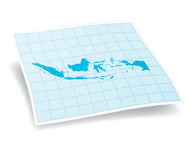 인도네시아 맵 격리됨에 흰색 배경의 - indonesia stock illustrations