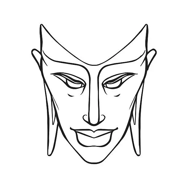 Vector illustration of face_buddha_icon_white