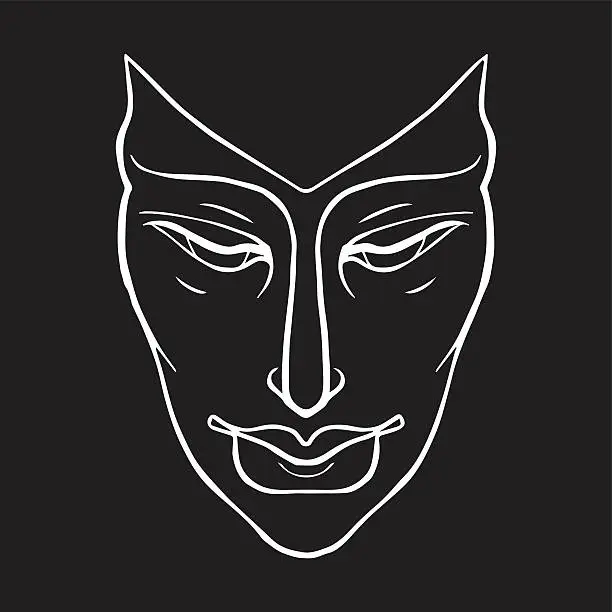 Vector illustration of face_woman_icon_black