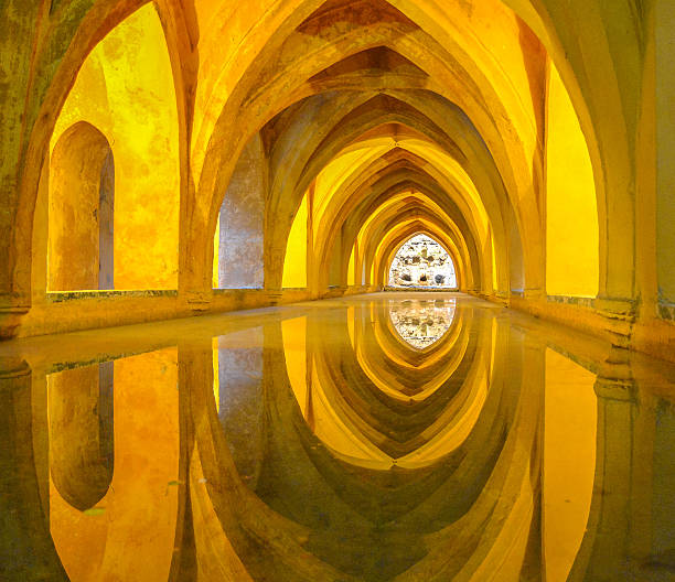Baths of Dona Maria Padilla in the Royal Alcazars, Baths of Dona Maria Padilla in the Royal Alcazars, Sevilla, Spain. alcazares reales of sevilla stock pictures, royalty-free photos & images