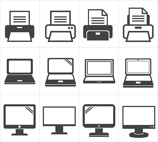 Vector illustration of icon office equipment  Fax ,laptop,printer