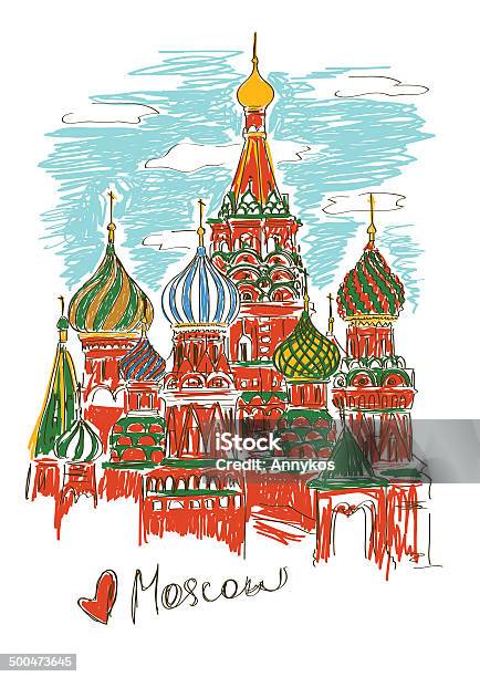 Illustration Von St Basils Cathedral In Moskau Stock Vektor Art und mehr Bilder von Kathedrale - Kathedrale, Zeichnen, Moskau