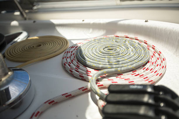istock Ship ropes - details of yachts equipment 500474867