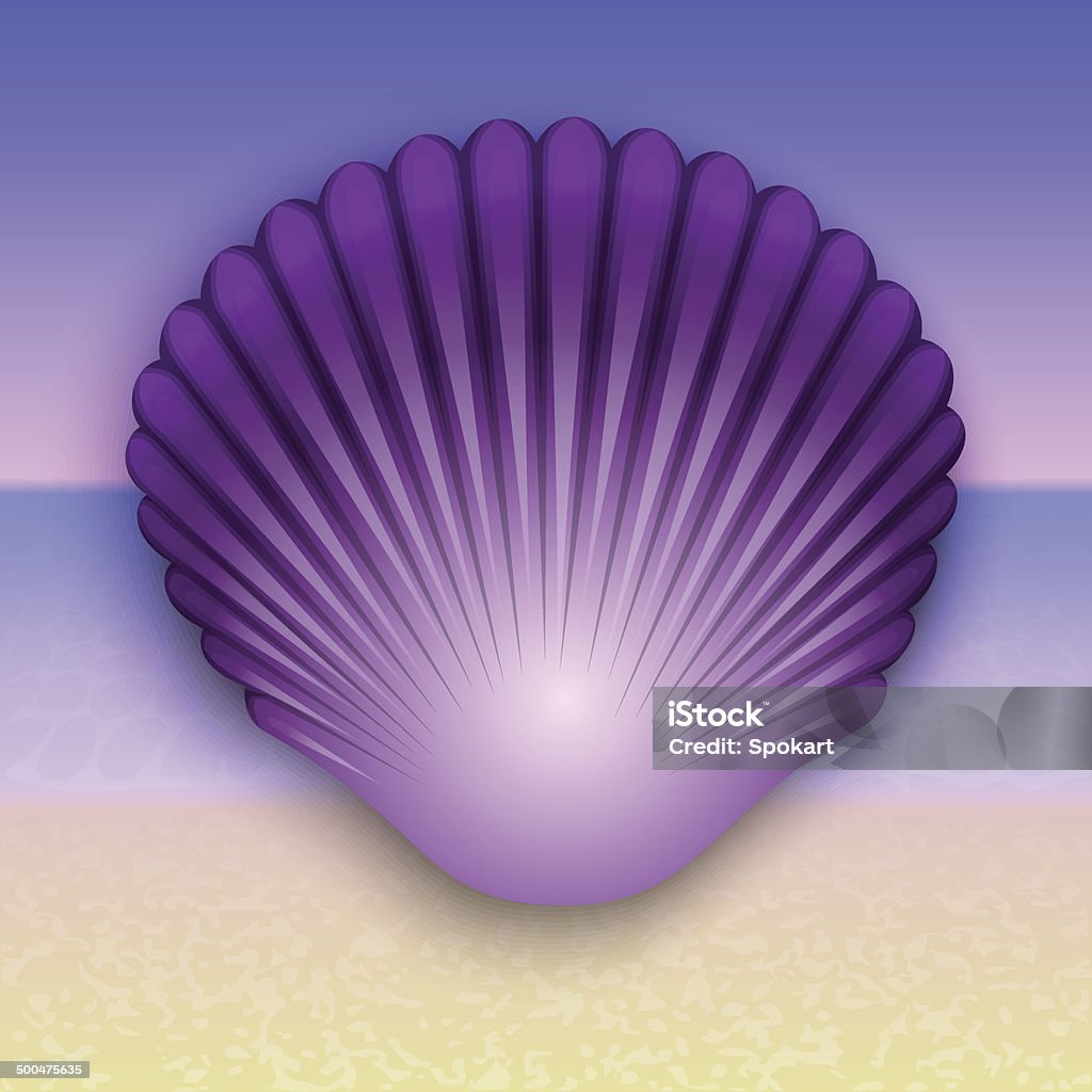 Purple Shell Cartoon Vector Purple Shell Illustration On The Summer Sea Beach Stock ...