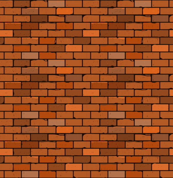 bezszwowe wzór z czerwonej cegły z pęknięć i nieprawidłowości. - brick backgrounds orange brick wall stock illustrations