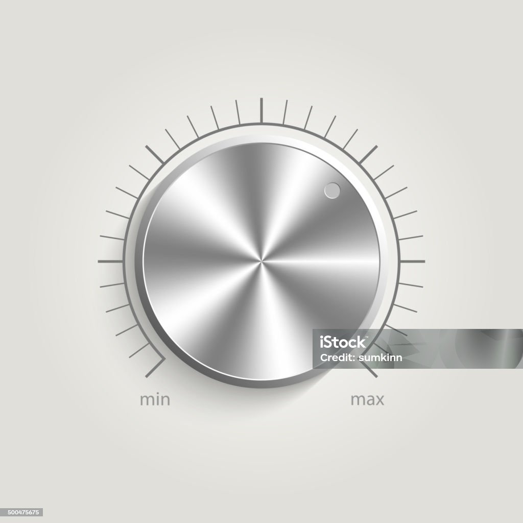 Vecteur volume de la musique de contrôle en métal - clipart vectoriel de Bouton de réglage libre de droits
