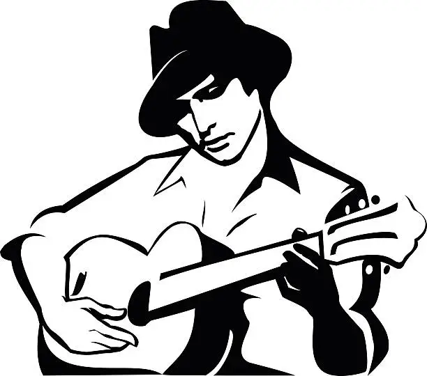 Vector illustration of the guy playing a guitar