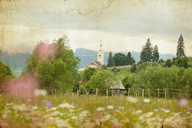 istock Old cottage on the summer field 500477917