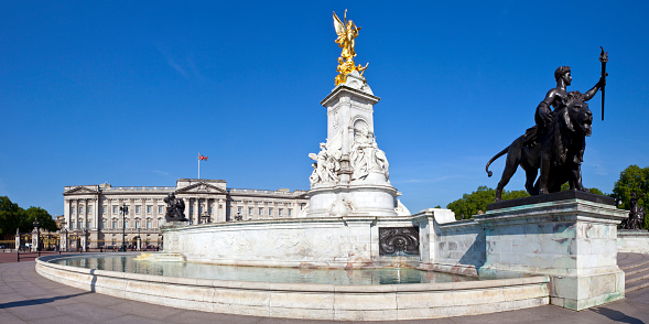 London, UK - May 16, 2014: A view of Buckingham Palace and the Victoria Memorial in London on 16th May 2014.