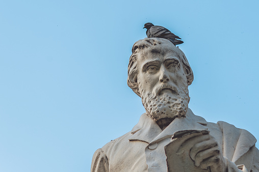 Statue of national hero Giuseppe La Farina, located in Piazza Solferino in Turin, Italy.