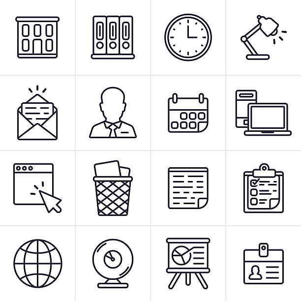 illustrazioni stock, clip art, cartoni animati e icone di tendenza di business e ufficio icone e simboli - to do list computer icon checklist communication