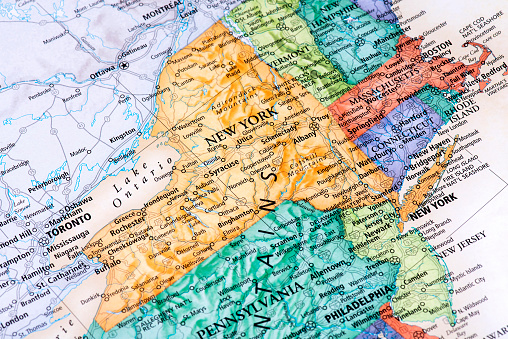 Mapa de Nueva York, Nueva Jersey, Massachusetts, Connecticut, Estados photo
