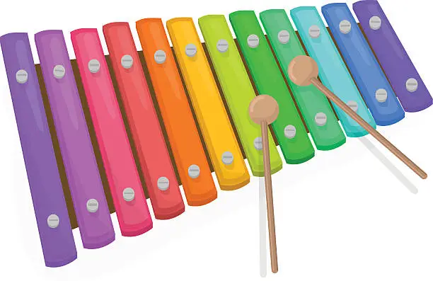 Vector illustration of Colorful xylophone with mallets on a white background