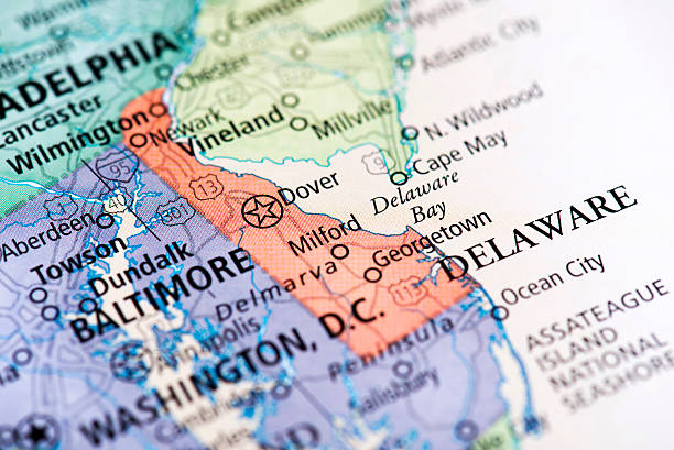 Map of Delaware State Map of Delaware State in USA. Detail from the World Map. delaware us state photos stock pictures, royalty-free photos & images