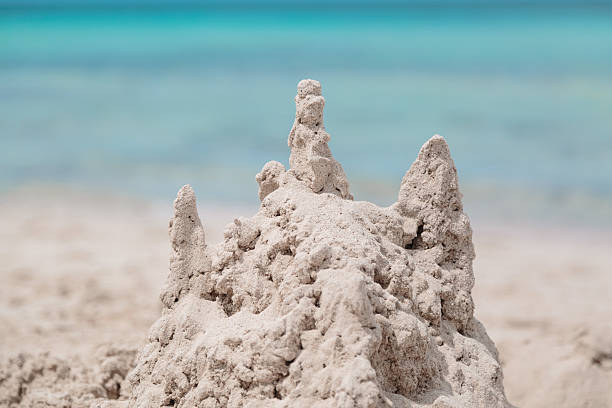 Nice built sand castle using a child's fantasy on stock photo