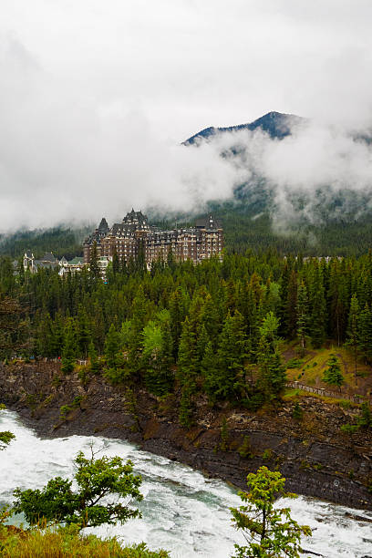 istock Bow falls and Banff Springs Hotel 500485364