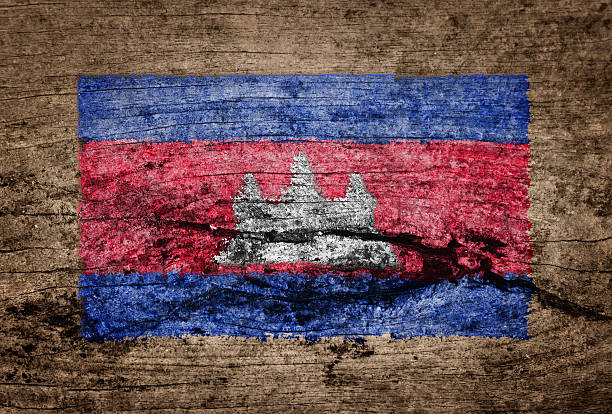 istock Cambodia flag painted on wood background 500487024