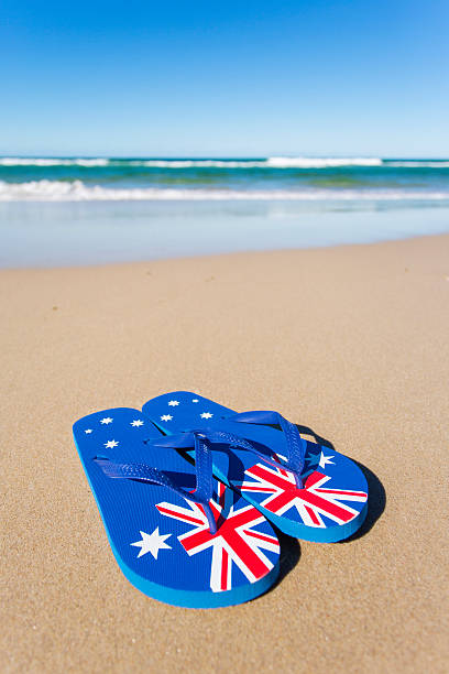istock Australian Flag Beach Thongs 500488417