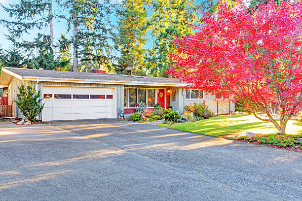 istock House exterior with garage and driveway view 500488509
