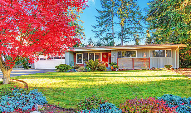 istock House exterior with garage and driveway view 500488521
