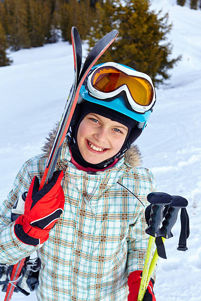 istock Girl skier in winter resort 500488614