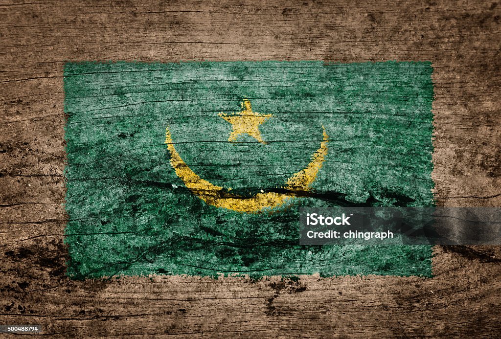 Mauritania flag painted on wood background 2015 Stock Photo