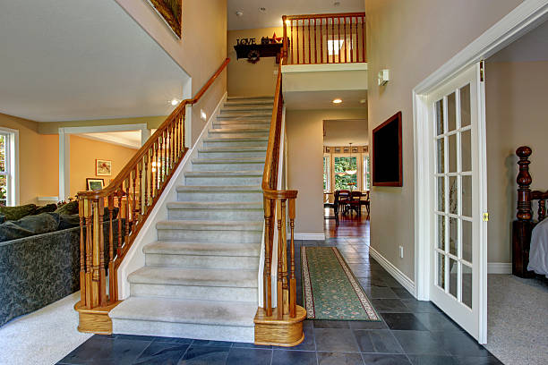 istock Hallway with wooden staircase 500488919