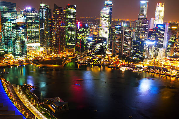 istock Financial district of Singapore at night 500489053