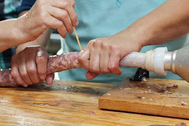 Hand made sausage filling