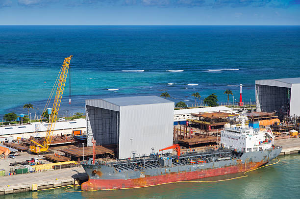 istock Ship anchored in the port 500489886